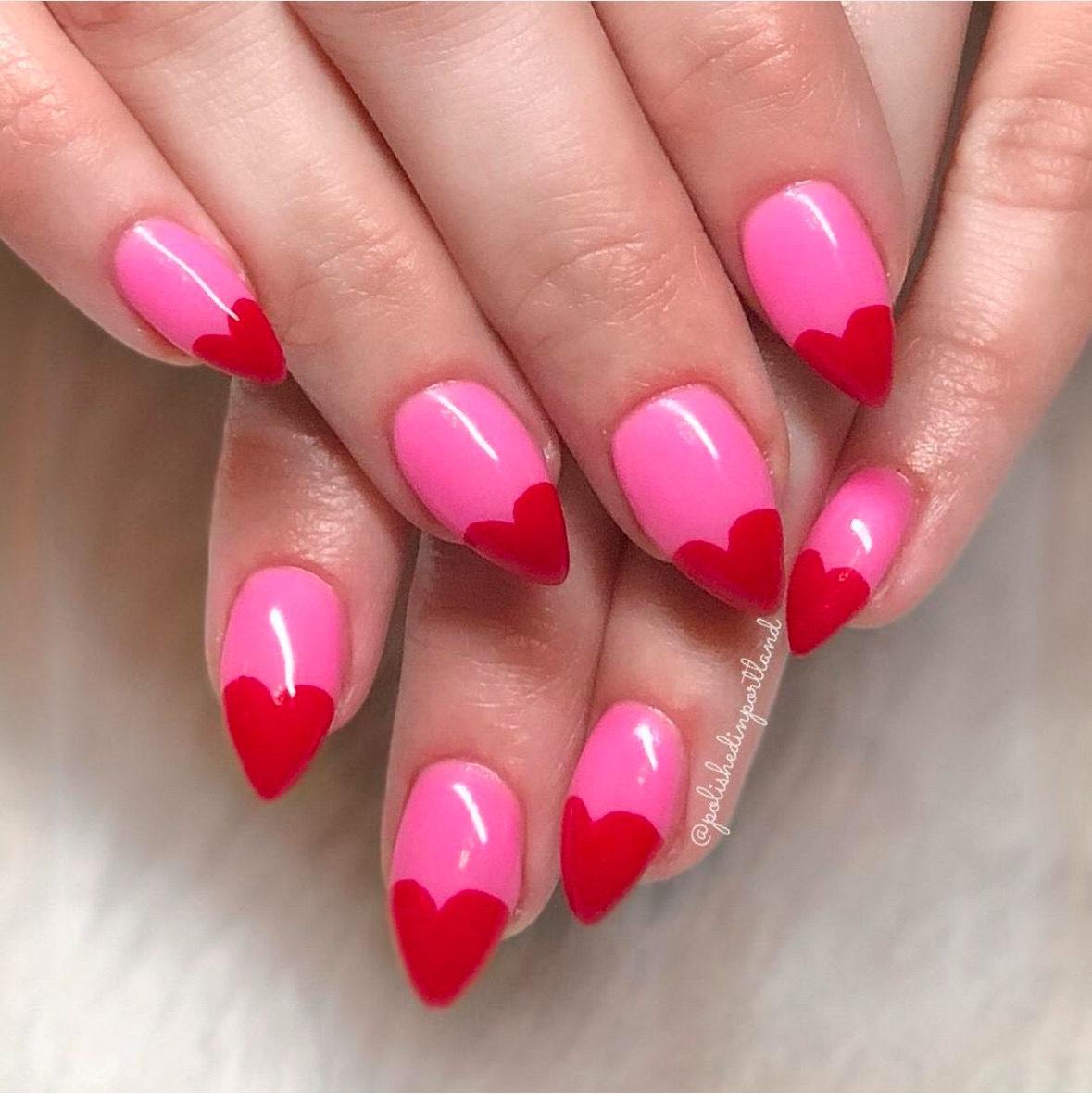 heart tip valentine's day nails