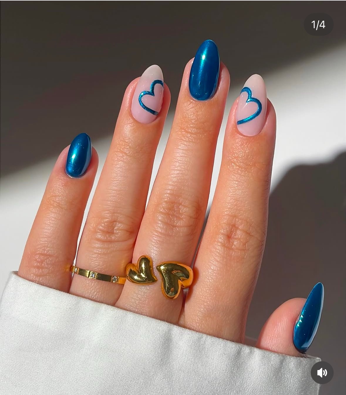 valentine's day blue nails