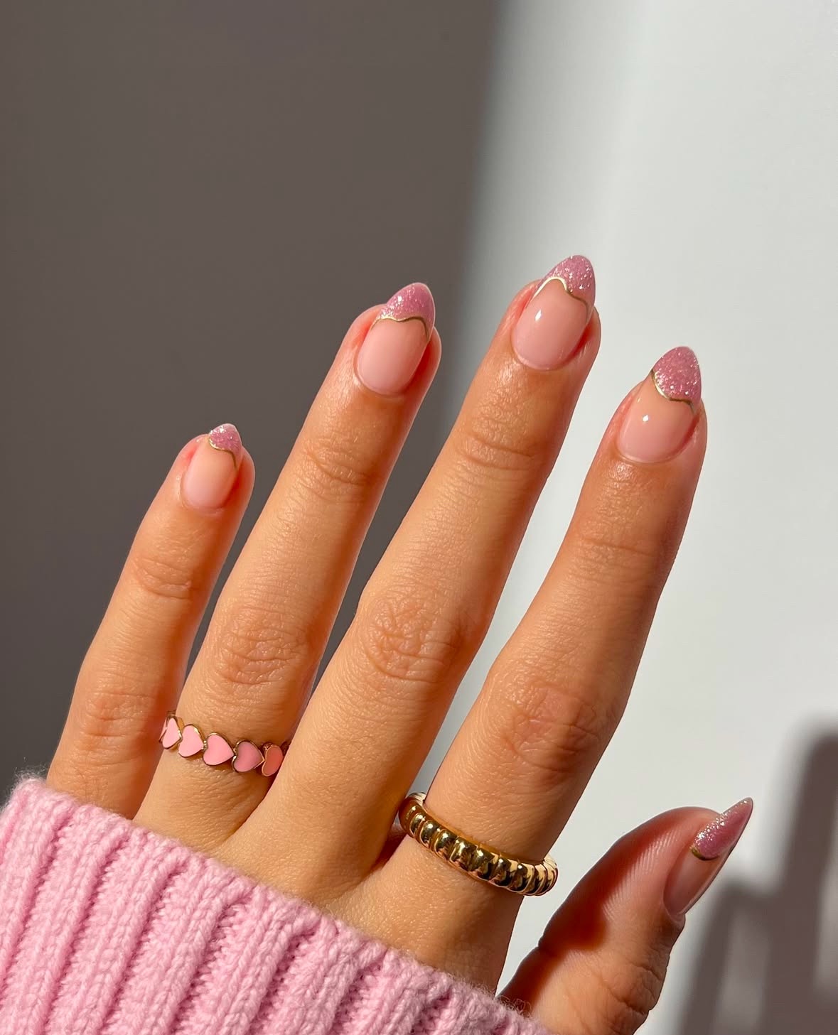 valentine's day glitter tip nails