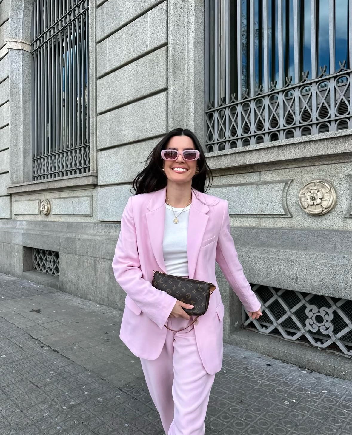 pink blazer and pants outfit valentine's day