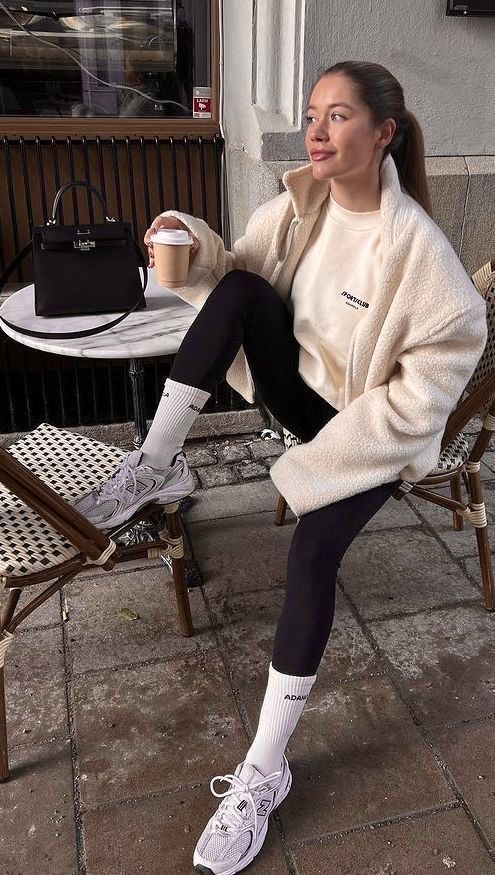 sherpa sweater and new balance sneakers