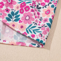 Pink Floral Collared Half Placket Short Sleeve Loose Dress - Image 8