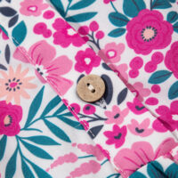 Pink Floral Collared Half Placket Short Sleeve Loose Dress - Image 7