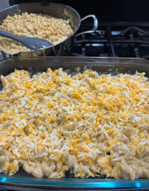 mac and cheese in baking dish